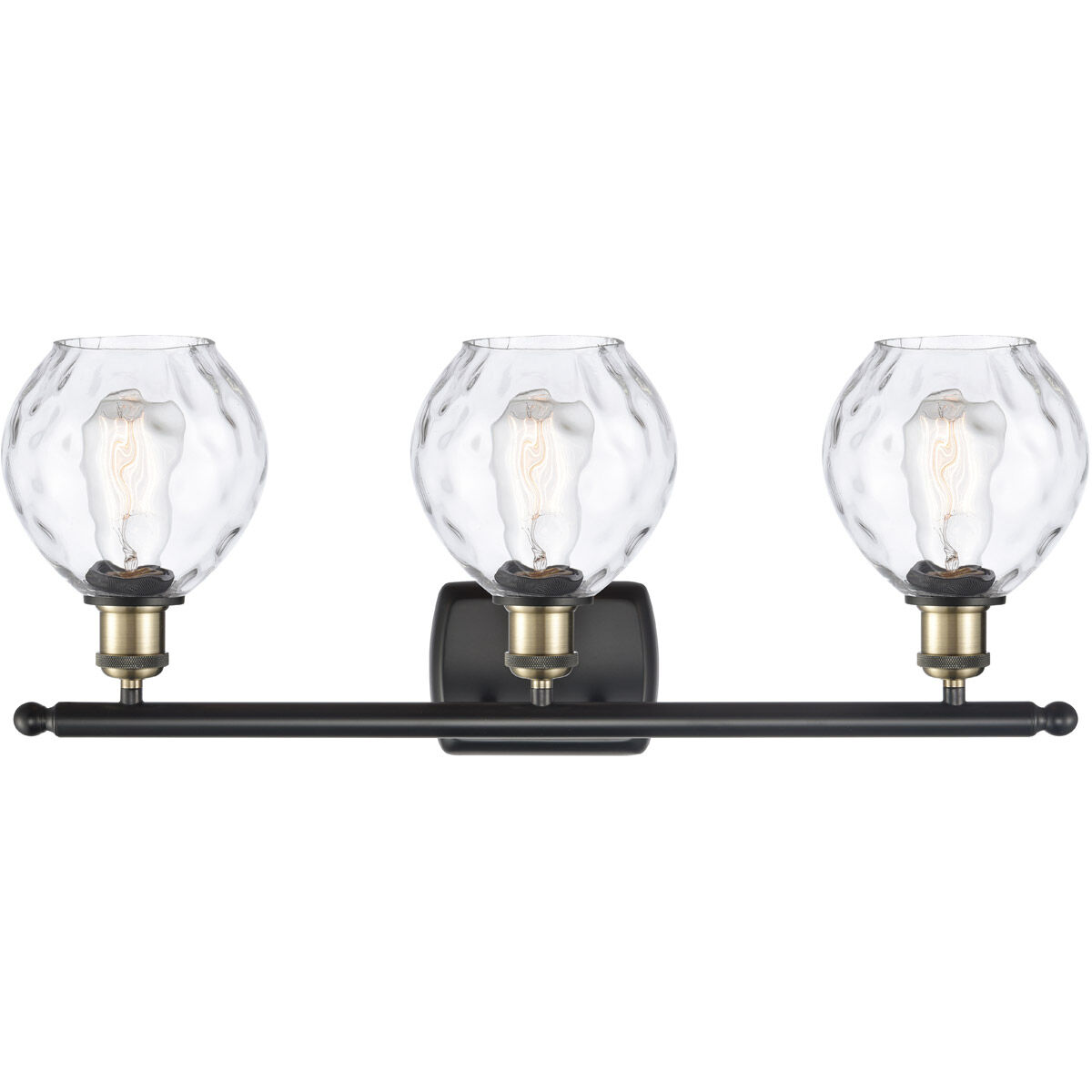 Ballston Small Waverly 3 Light 26 inch Black Antique Brass Bath Vanity Light Wall Light, Ballston