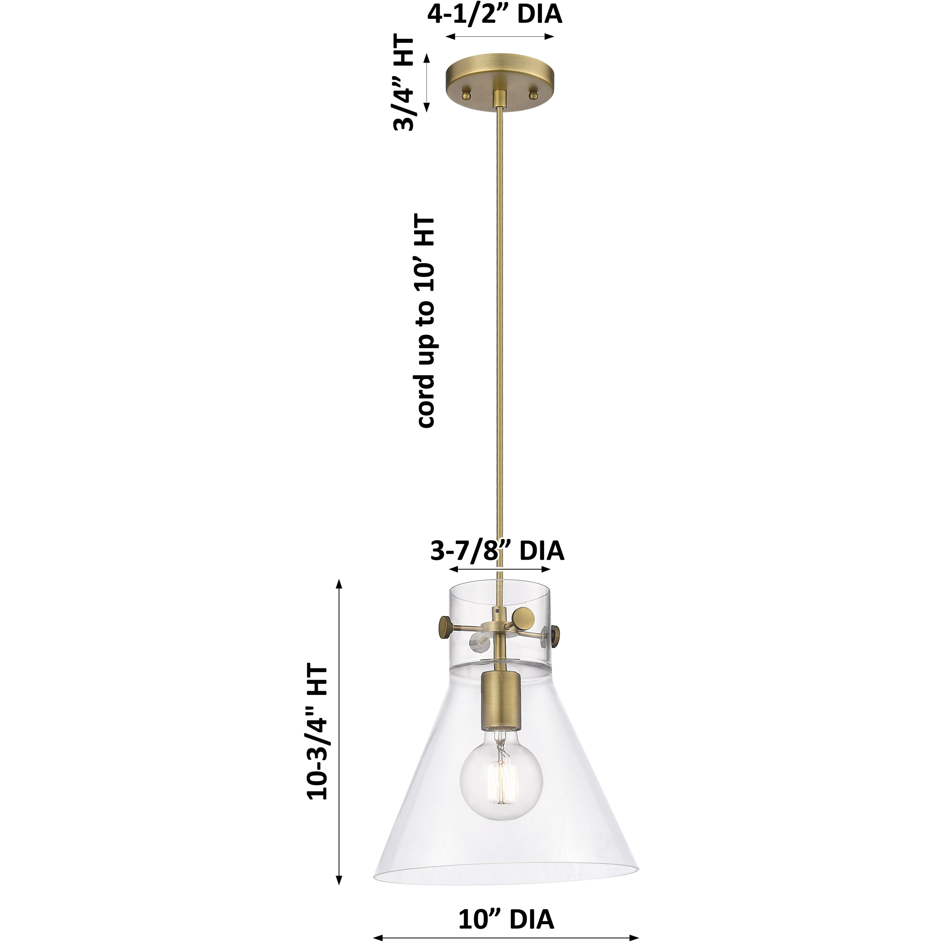 Downtown Urban Newton Cone 1 Light 10 inch Polished Nickel Pendant Ceiling Light in Clear