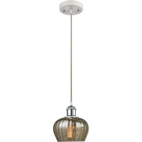 Ballston Fenton LED 7 inch White and Polished Chrome Mini Pendant Ceiling Light in Mercury Glass, Ballston