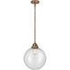 Nouveau 2 Beacon LED 12 inch Antique Copper Mini Pendant Ceiling Light in Seedy