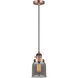Franklin Restoration Bell LED 5 inch Antique Copper Mini Pendant Ceiling Light in Light Smoke Glass