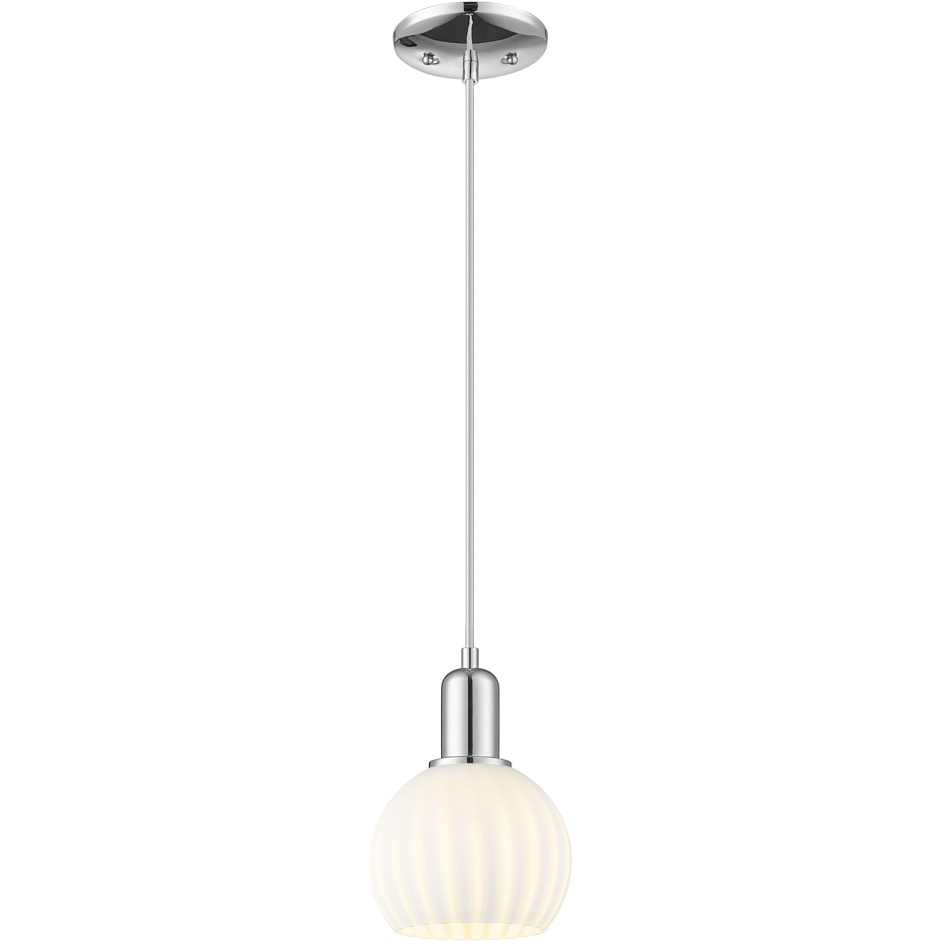 Arcadia White Venetian 1 Light 6 inch Polished Chrome Mini Pendant Ceiling Light