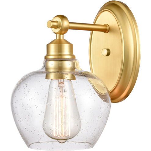 Amina 1 Light 7 inch Satin Gold Bath Vanity Light Wall Light in Seedy Glass