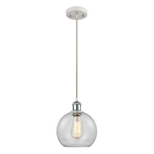 Ballston Athens 1 Light 8 inch White and Polished Chrome Mini Pendant Ceiling Light in Clear Glass, Ballston