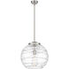 Ballston Athens Deco Swirl 1 Light 15.75 inch Brushed Satin Nickel Pendant Ceiling Light in Incandescent, Clear Deco Swirl