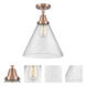 Franklin Restoration X-Large Cone 1 Light 12 inch Antique Copper Flush Mount Ceiling Light in Seedy Glass