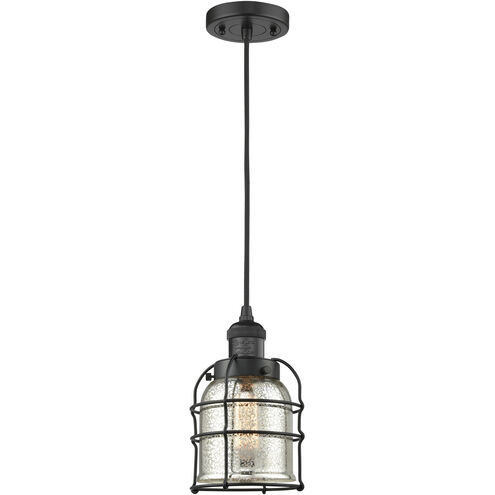 Franklin Restoration Bell Cage 1 Light 6 inch Matte Black Mini Pendant Ceiling Light in Incandescent, Silver Plated Mercury, Franklin Restoration