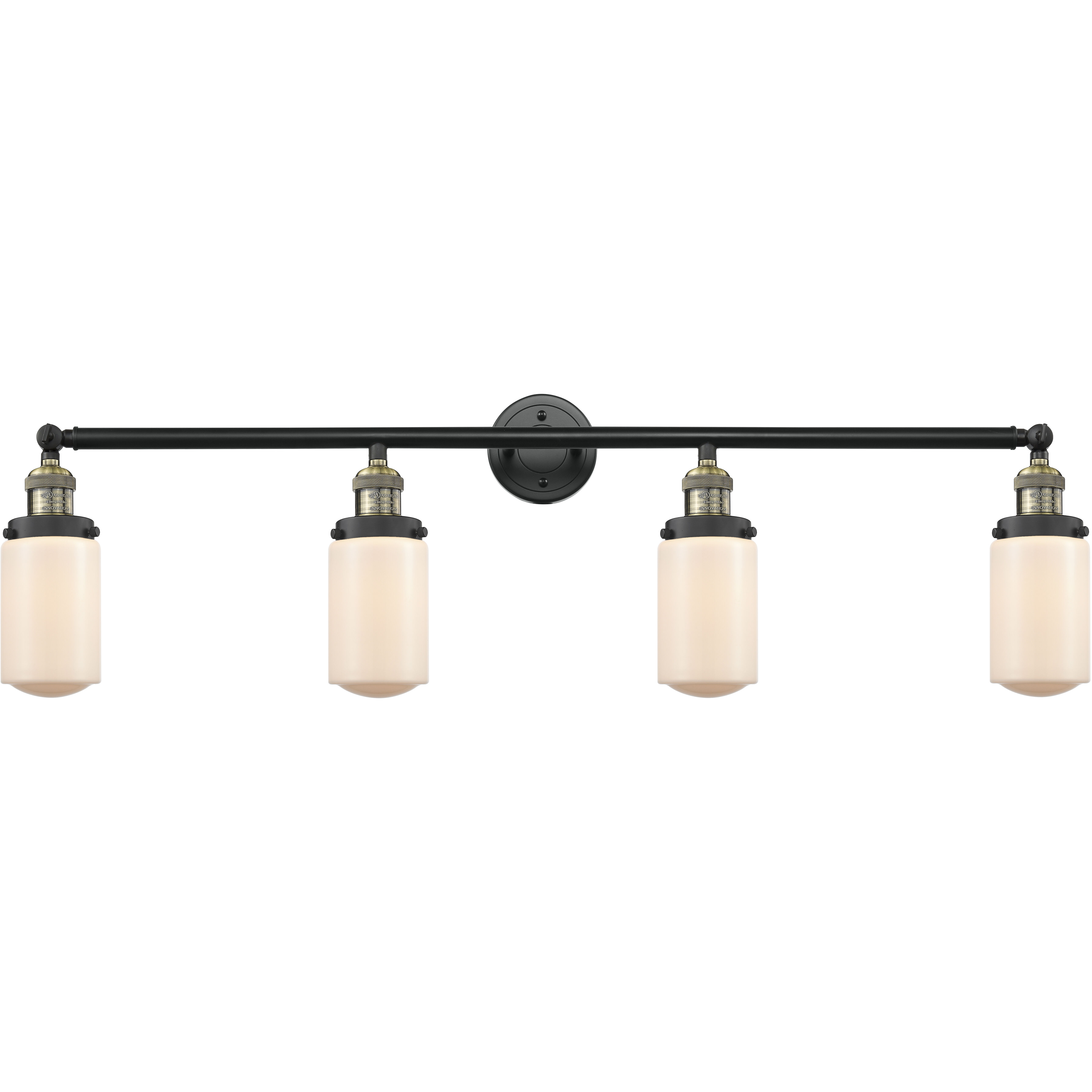 Franklin Restoration Dover 4 Light 43 inch Black Antique Brass Bath Vanity Light Wall Light in Matte White Glass, Franklin Restoration