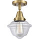 Franklin Restoration Small Oxford 1 Light 8 inch Brushed Brass Flush Mount Ceiling Light in Clear Glass