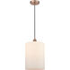 Edison Cobbleskill LED 9 inch Antique Copper Mini Pendant Ceiling Light in Matte White Glass