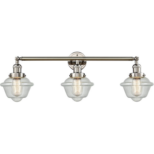 Franklin Restoration Small Oxford LED 34 inch Polished Nickel Bath Vanity Light Wall Light in Seedy Glass, Franklin Restoration
