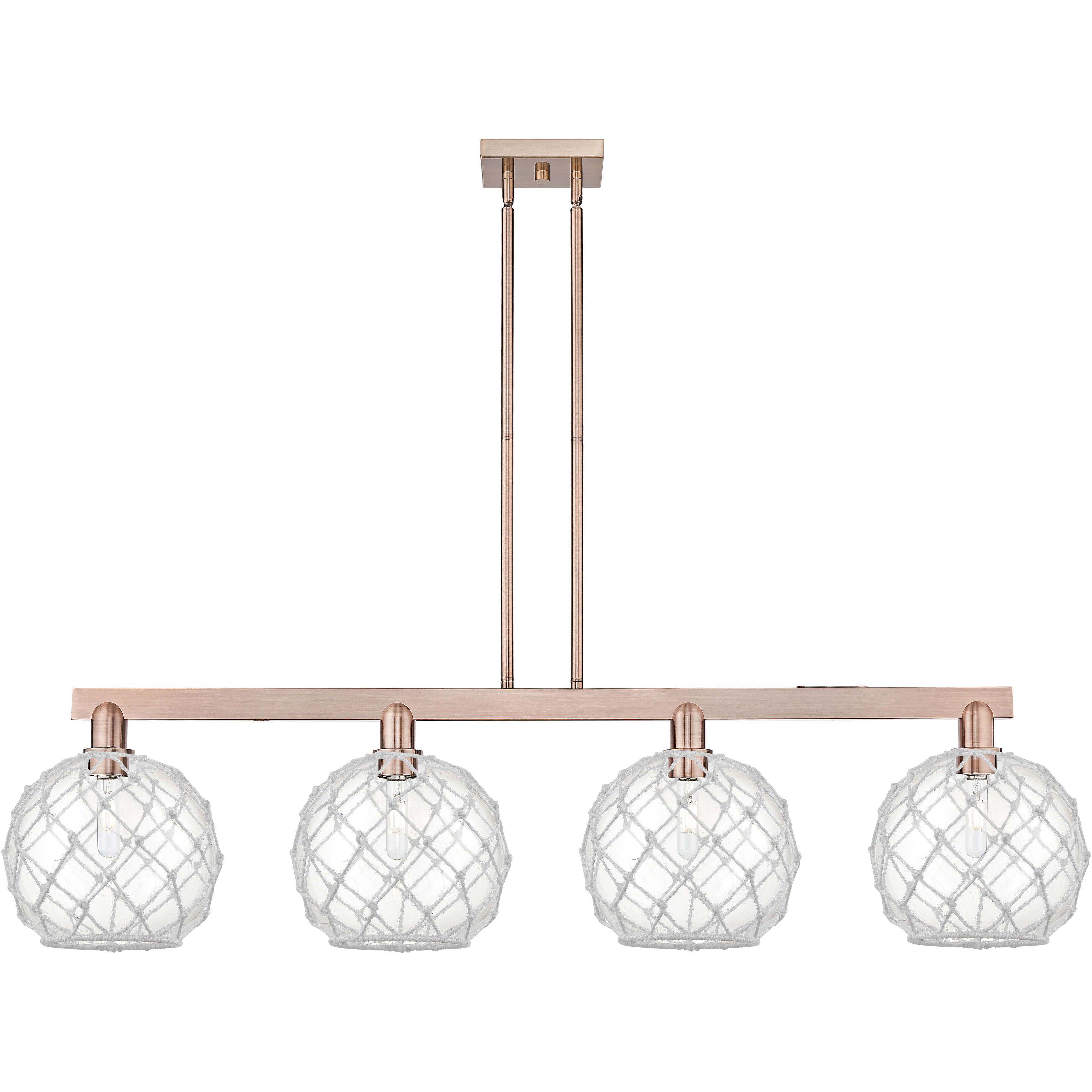 Arcadia Farmhouse Rope Island Light Ceiling Light in Antique Copper, Clear Glass with White Rope