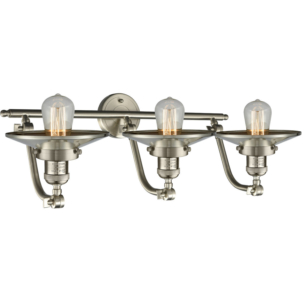 Franklin Restoration Railroad 3 Light 28 inch Brushed Satin Nickel Bath Vanity Light Wall Light, Franklin Restoration