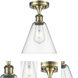 Berkshire 1 Light 8 inch Antique Brass Semi-Flush Mount Ceiling Light in Clear Glass