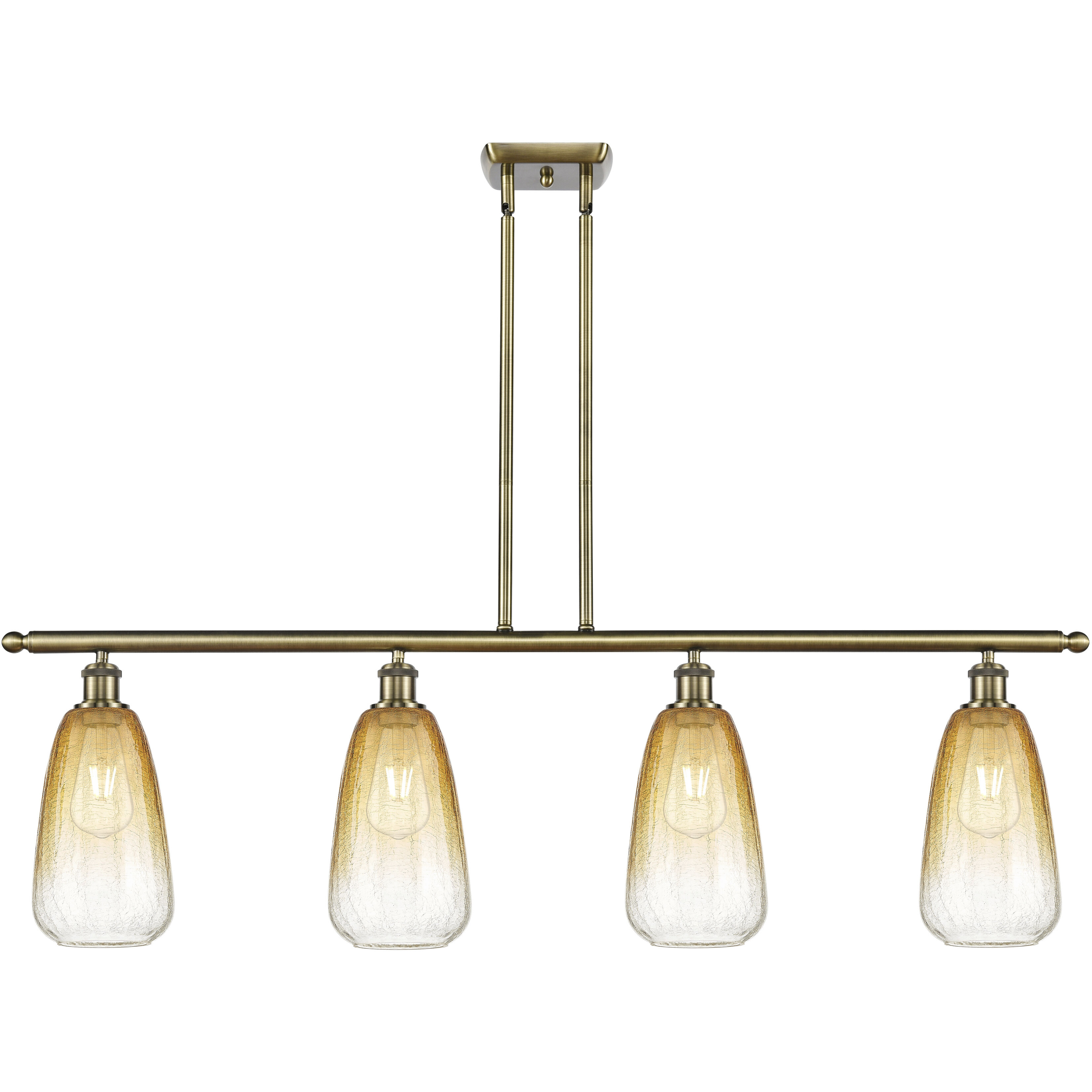 Ballston Brookhaven Almond Island Light Ceiling Light in Antique Brass, Amber Glass