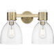 Downtown Urban Lawton Bell 2 Light 15.5 inch Brushed Brass Bath Vanity Light Wall Light in Seedy