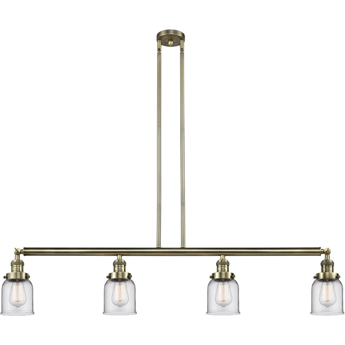 Franklin Restoration Small Bell LED 49.63 inch Antique Brass Island Light Ceiling Light in Clear Glass, Franklin Restoration