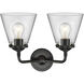 Nouveau Small Cone 2 Light 14 inch Oil Rubbed Bronze Bath Vanity Light Wall Light in Clear Glass, Nouveau