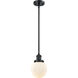 Franklin Restoration Beacon LED 6 inch Matte Black Mini Pendant Ceiling Light in Matte White Glass, Franklin Restoration