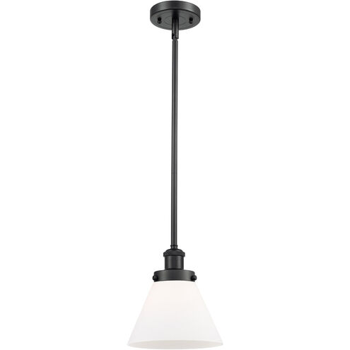 Ballston Large Cone LED 8 inch Matte Black Pendant Ceiling Light in Matte White Glass, Ballston