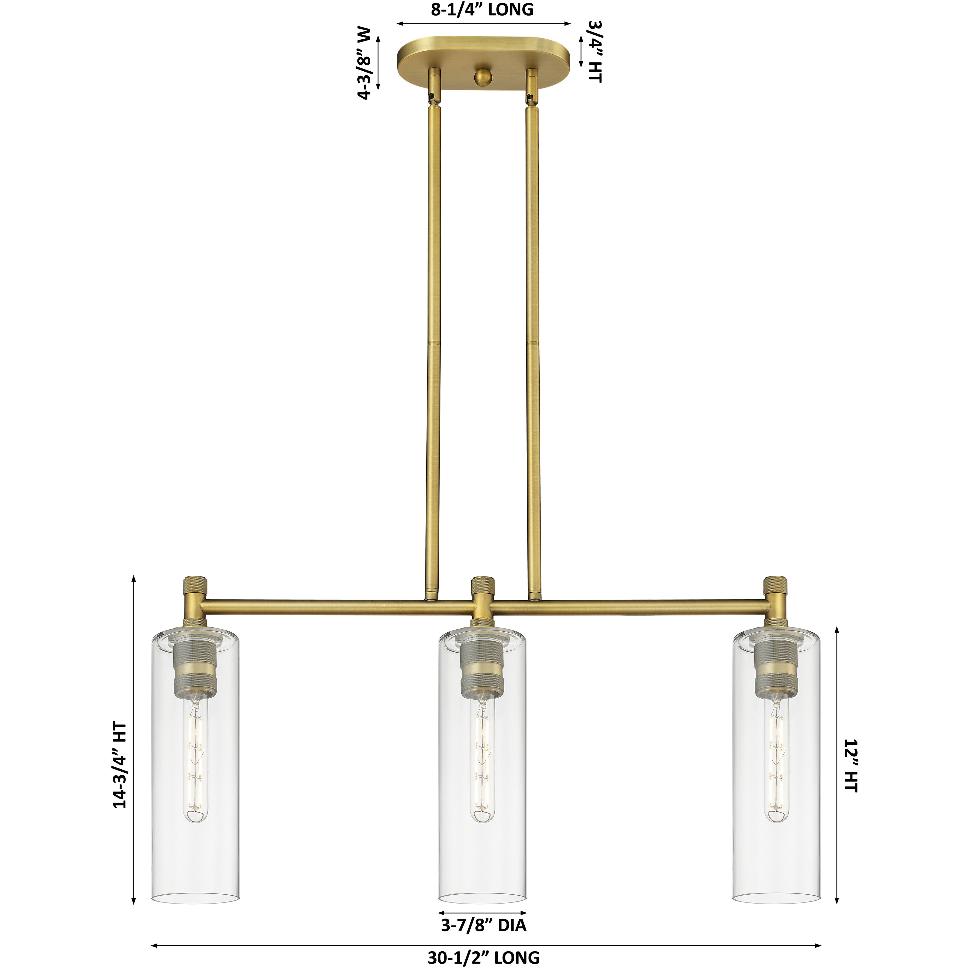 Downtown Urban Crown Point Island Light Ceiling Light in Brushed Brass, Plated Smoke