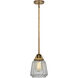 Nouveau 2 Chatham LED 6 inch Brushed Brass Mini Pendant Ceiling Light in Clear