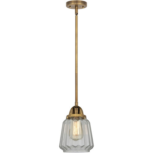 Nouveau 2 Chatham LED 6 inch Brushed Brass Mini Pendant Ceiling Light in Clear