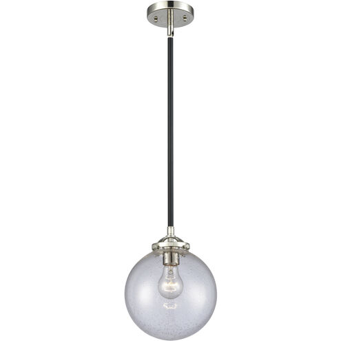 Nouveau Beacon 1 Light 8 inch Black Polished Nickel Mini Pendant Ceiling Light in Incandescent, Seedy, Nouveau