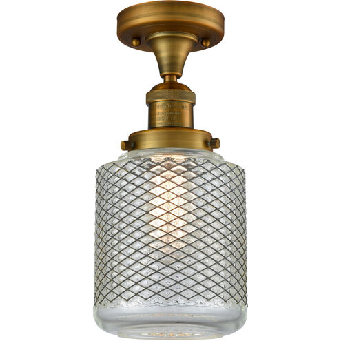 Franklin Restoration Stanton LED 6 inch Brushed Brass Semi-Flush Mount Ceiling Light, Franklin Restoration