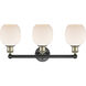 Belfast 3 Light 24 inch Black Antique Brass Bath Vanity Light Wall Light in Matte White