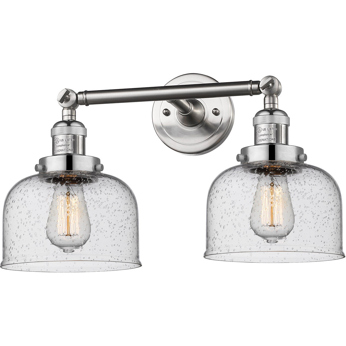 Franklin Restoration Large Bell LED 8 inch Brushed Satin Nickel Bath Vanity Light Wall Light in Seedy Glass, Franklin Restoration