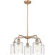 Cobbleskill 5 Light 23 inch Antique Copper Chandelier Ceiling Light in Deco Swirl Glass