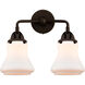 Nouveau 2 Bellmont LED 14 inch Oil Rubbed Bronze Bath Vanity Light Wall Light in Matte White Glass