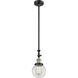 Franklin Restoration Beacon LED 6 inch Black Antique Brass Mini Pendant Ceiling Light in Clear, Franklin Restoration