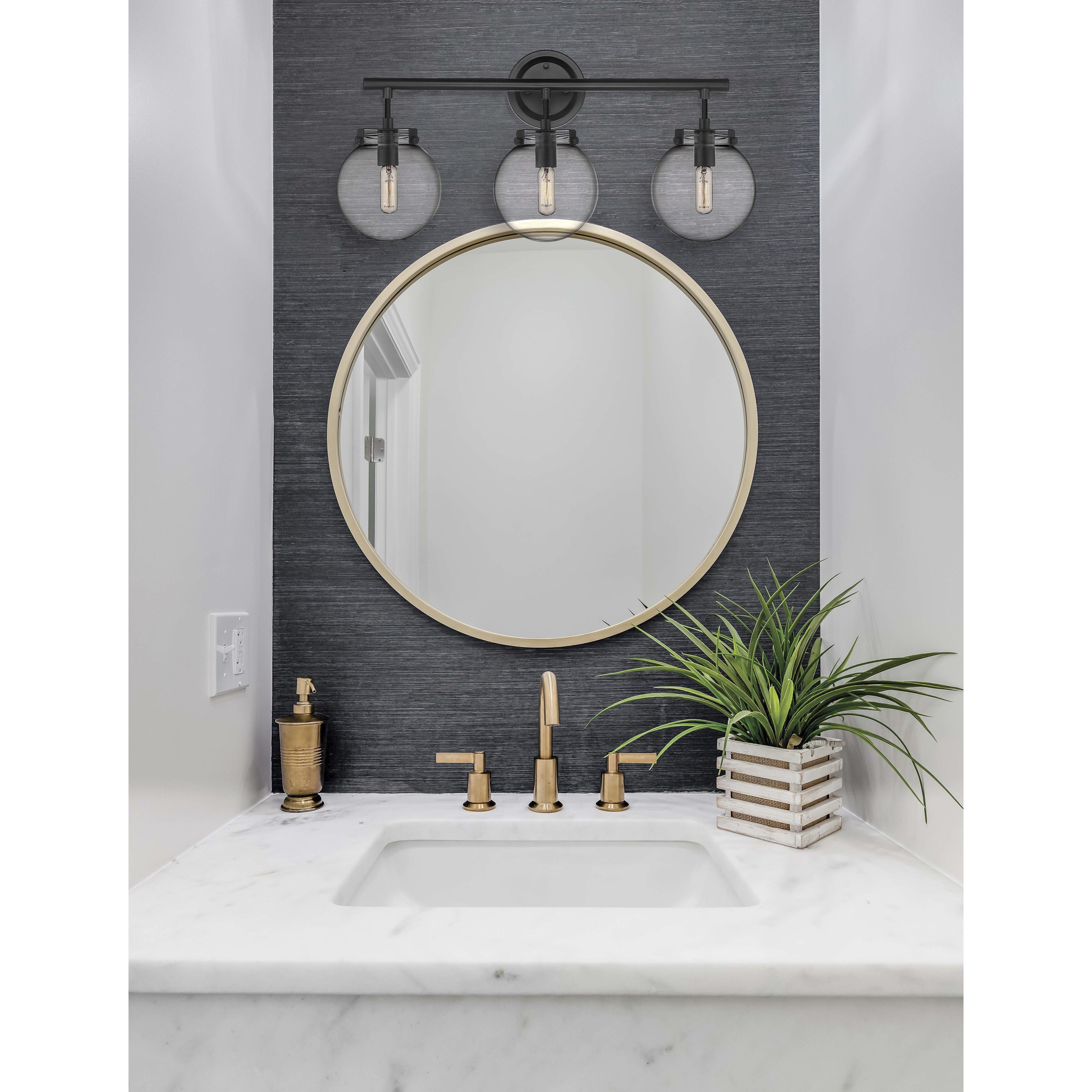 Auralume Span LED 24.88 inch Matte Black and Clear Bath Vanity Light Wall Light