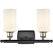 Ballston Clymer 2 Light 16 inch Black Antique Brass Bath Vanity Light Wall Light in Matte White Glass, Ballston