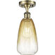 Ballston Brookhaven Almond 1 Light 6 inch Antique Brass Semi-Flush Mount Ceiling Light in Amber Glass