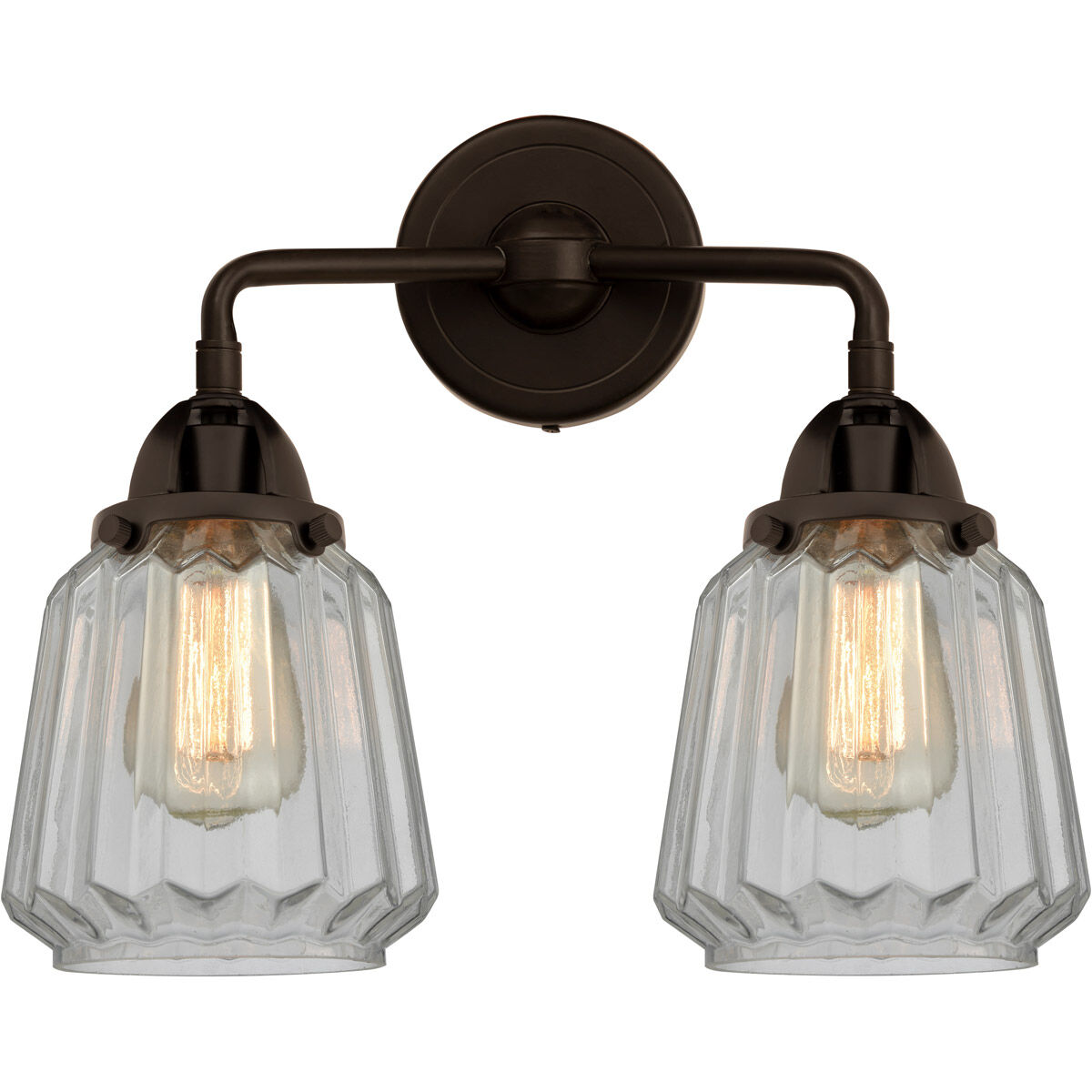 Nouveau 2 Chatham 2 Light 14 inch Oil Rubbed Bronze Bath Vanity Light Wall Light in Clear Glass