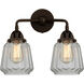Nouveau 2 Chatham 2 Light 14 inch Oil Rubbed Bronze Bath Vanity Light Wall Light in Clear Glass