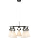 Newton Cone 5 Light 26 inch Matte Black Chandelier Ceiling Light in Matte White Glass