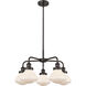 Olean 5 Light 24.5 inch Oil Rubbed Bronze Chandelier Ceiling Light in Matte White Glass