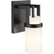 Utopia 1 Light 6 inch Matte Black Sconce Wall Light in Matte White Glass