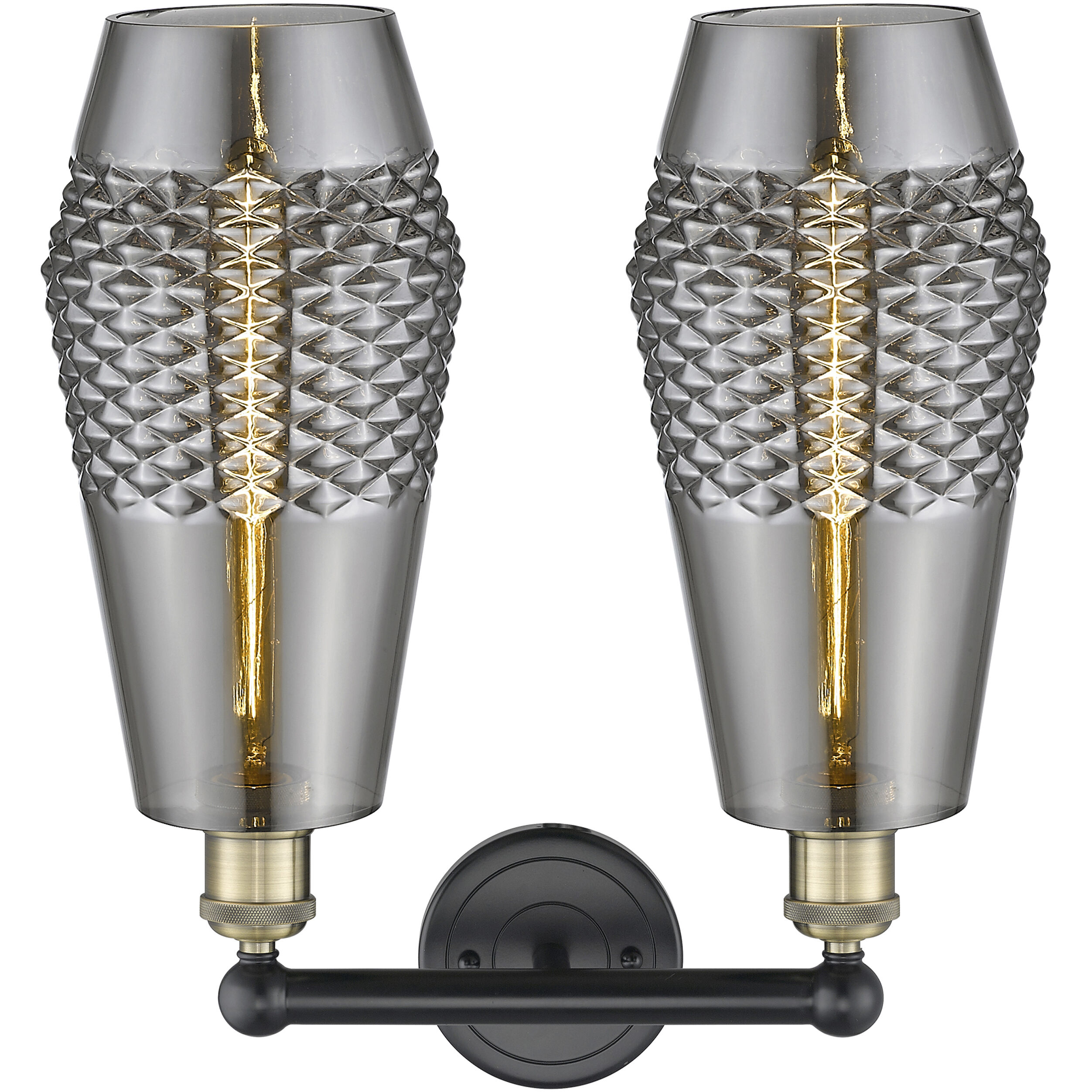 Windham 2 Light 16 inch Black Antique Brass Bath Vanity Light Wall Light