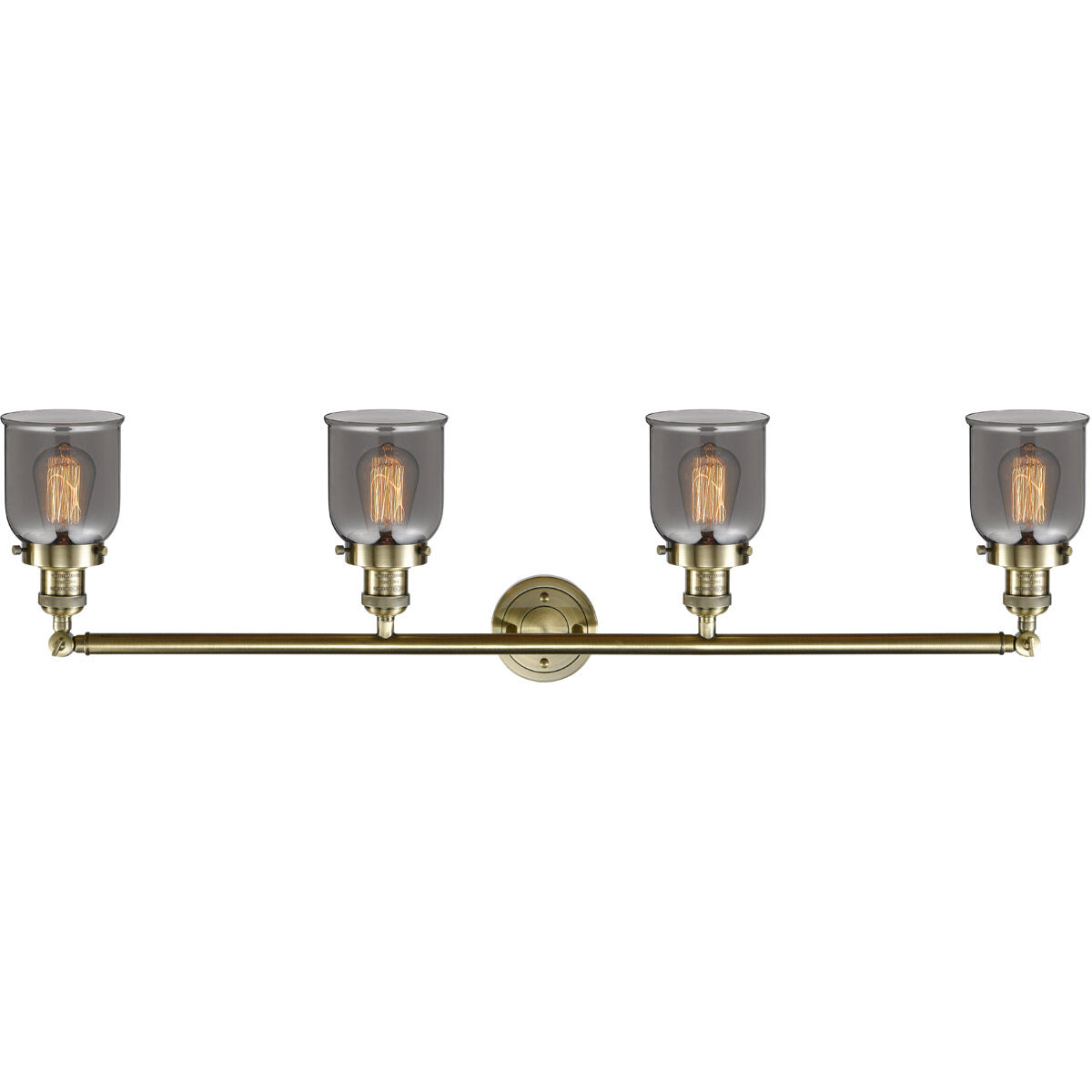 Franklin Restoration Small Bell LED 42 inch Antique Brass Bath Vanity Light Wall Light in Plated Smoke Glass, Franklin Restoration
