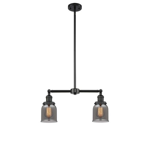 Franklin Restoration Small Bell Cage LED 21 inch Matte Black Chandelier Ceiling Light in Plated Smoke Glass, Franklin Restoration