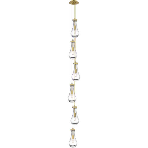 Owego 6 Light 7.13 inch Brushed Brass Multi Pendant Ceiling Light in Clear Glass, Cord Hung