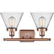 Ballston Large Cone 2 Light 16 inch Antique Copper Bath Vanity Light Wall Light in Seedy Glass