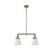 Franklin Restoration Bellmont 2 Light 21 inch Antique Brass Chandelier Ceiling Light in Seedy Glass, Franklin Restoration