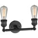 Franklin Restoration Bare Bulb 2 Light 11 inch Matte Black Bath Vanity Light Wall Light, Franklin Restoration