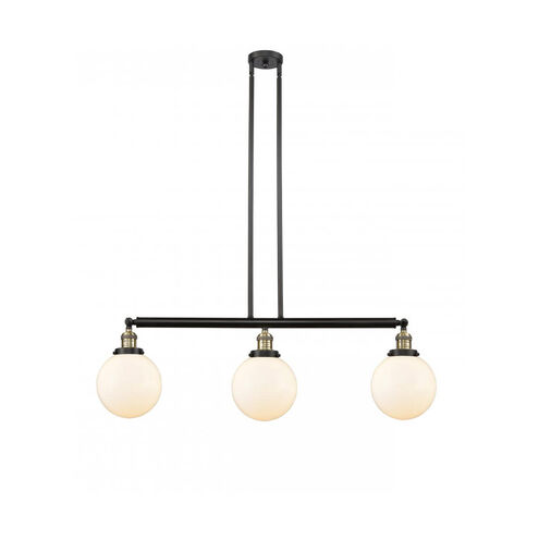 Franklin Restoration Large Beacon LED 41 inch Black Antique Brass Island Light Ceiling Light in Matte White Glass, Franklin Restoration